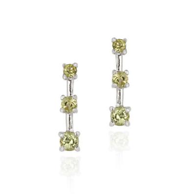 Sterling Silver Peridot Past Present Future Earrings