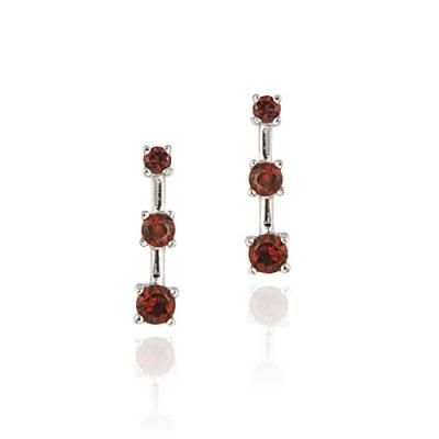 Sterling Silver Garnet Past Present Future Earrings