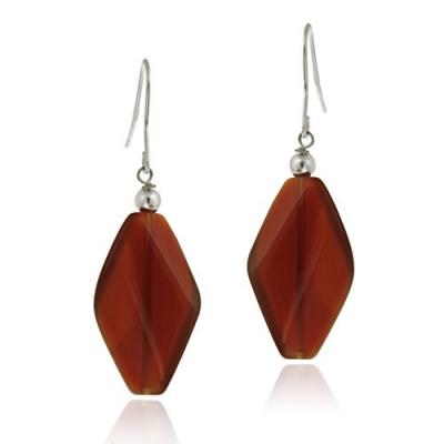 Sterling Silver Carnelian Geometric Dangle Earrings