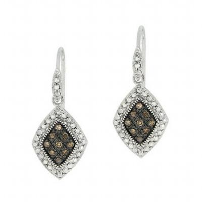 Sterling Silver 1/5 ct. TDW Champagne Diamond Dangle Earrings