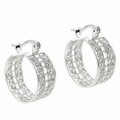 Sterling Silver Filigree 23mm Hoop Earrings