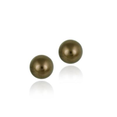 Sterling Silver Copper Swarovski Elements Pearl Stud Earrings, 8mm