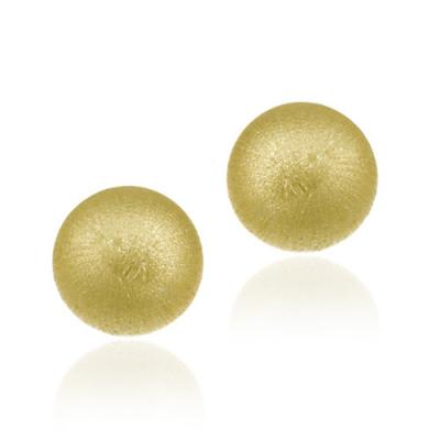18K Gold over Sterling Silver 6mm Satin Ball Stud Earrings