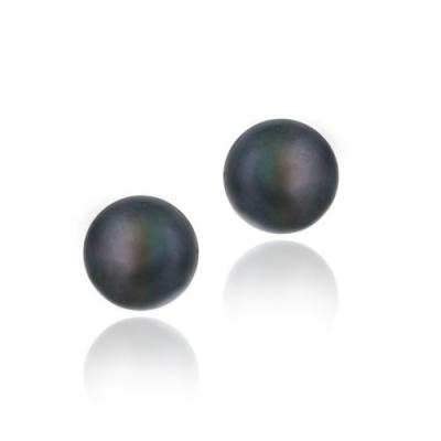 18K Gold over Sterling Silver Peacock Freshwater Cultured Pearl Stud Earrings