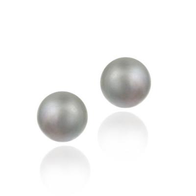 Sterling Silver Gray Freshwater Cultured Pearl 9-9.5mm Stud Earrings
