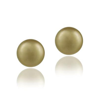 Sterling Silver Freshwater Cultured 9-9.5mm Golden Green Pearl Stud Earrings