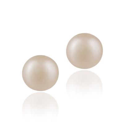 Sterling Silver Freshwater Cultured 8-8.5mm Peach Pearl Stud Earrings