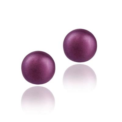 Sterling Silver Freshwater Cultured 8-8.5mm Fuschia Pearl Stud Earrings