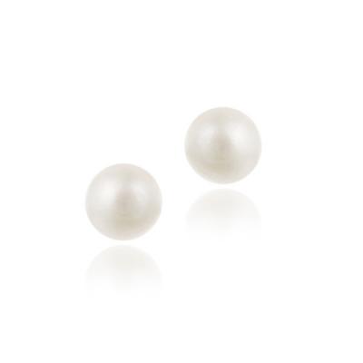 Sterling Silver Freshwater Cultured 7-7.5mm White Pearl Stud Earrings