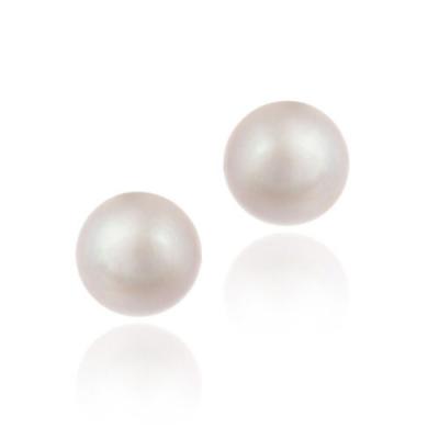 Sterling Silver Pink Freshwater Cultured Pearl 10-10.5mm Stud Earrings