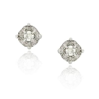 Sterling Silver 1/8ct Diamond Round Stud Earrings