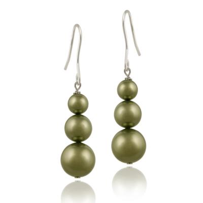 Sterling Silver Light Green Swarovski Elements Pearl Drop Earrings