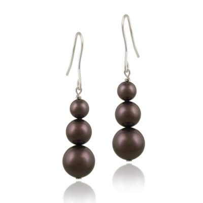 Sterling Silver Burgundy Swarovski Elements Pearl Drop Earrings