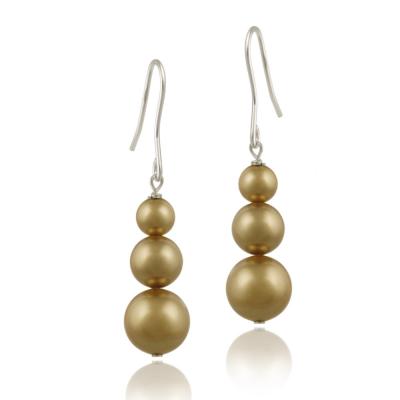 Sterling Silver Gold Swarovski Elements Pearl Drop Earrings