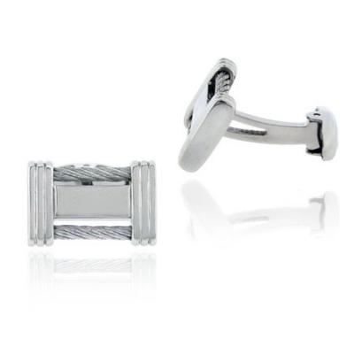 Stainless Steel Cable Design Mens Cufflinks