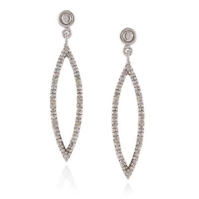 Sterling Silver 1/8 Ct. TDW Diamond Open Marquise Dangle Earrings