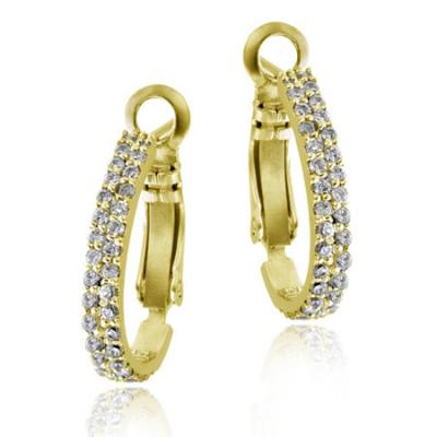 18k Gold over Silver Two Row CZ Half Hoop Earrings