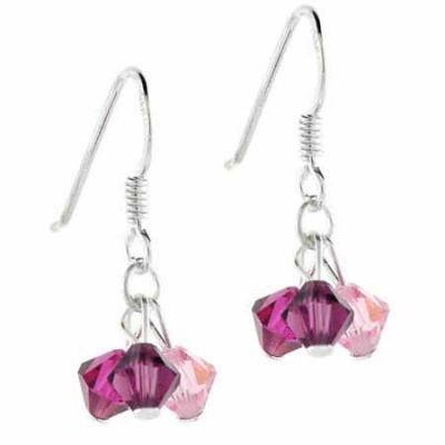 Sterling Silver Multi Pinks and Purple Swarovski Elements Earrings