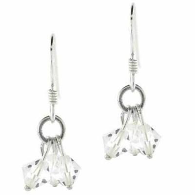 Sterling Silver Genuine Swarovski Elements Cluster Dangle Earrings
