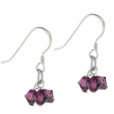 Sterling Silver Purple Swarovski Elements Earrings