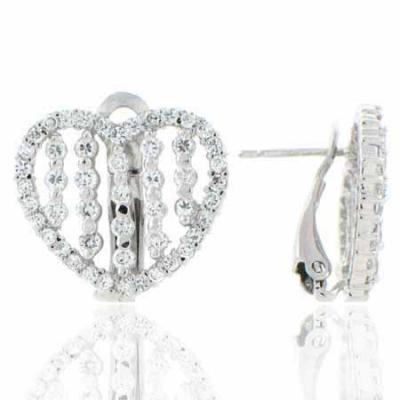Sterling Silver CZ Heart Earrings