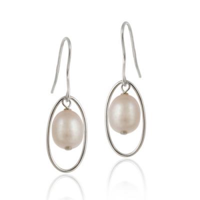 Sterling Silver Freshwater Cultured Pink Pearl Dangle Earrings