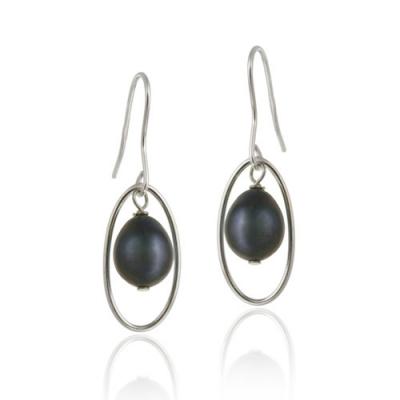 Sterling Silver Freshwater Cultured Peacock Pearl Dangle Earrings