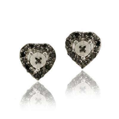 Sterling Silver 1/8ct TDW Black Diamond Heart Stud Earrings