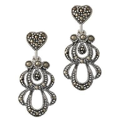 Sterling Silver Marcasite Dangle Earrings