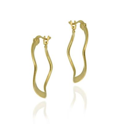 18K Gold over Sterling Silver 22mm Crinkle Hoop Earrings