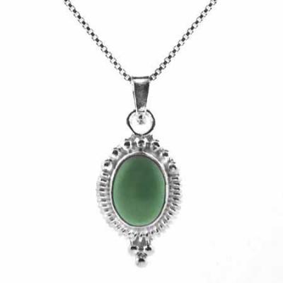 Sterling Silver Genuine Variscite Bali Bead Pendant