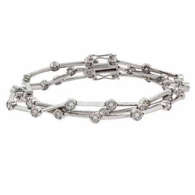 925 Sterling Silver CZ Three Strand Bracelet