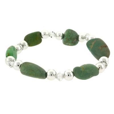 Sterling Silver Turquoise & Swarovski Elements Stone Stretch Bracelet