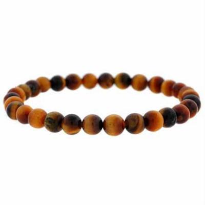 Genuine Tiger Eye Stone 6mm Bead Beaded Stretch Bracelet