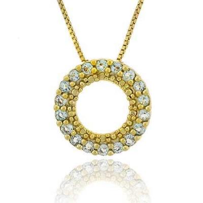 18K Gold over Sterling Silver 3/4ct Blue Topaz Circle Eternity Pendant