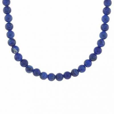 Sterling Silver 6mm Genuine Soda Lite Stone Bead Beaded Chain 15-19' Necklace
