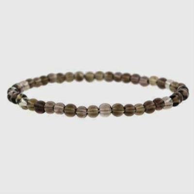 Smokey Quartz 4mm Stone Beaded Stretch Bracelet
