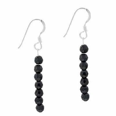 Sterling Silver Onyx 6 Bead Dangle Earrings