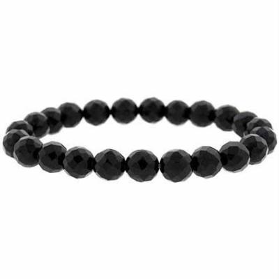 Faceted Onyx 8mm Beaded Stretch Bracelet