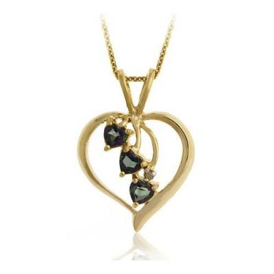 18K Gold over Sterling Silver Mystic Topaz Three Stone Heart Pendant