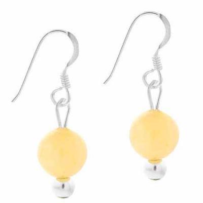 Sterling Silver 8mm Aragonite Bead Dangle Earrings
