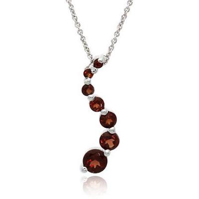 Sterling Silver Genuine Garnet Classic Journey Pendant