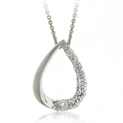 Sterling Silver CZ Teardrop Journey Pendant