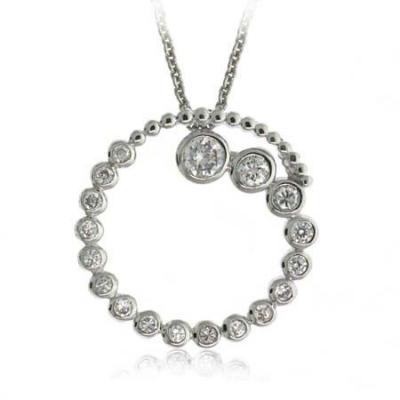 Sterling Silver CZ Circle Journey Necklace
