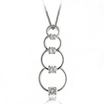 Sterling Silver & CZ Stacked Circles Journey Necklace