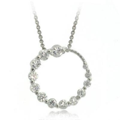 Sterling Silver CZ Journey Circle Slide Pendant