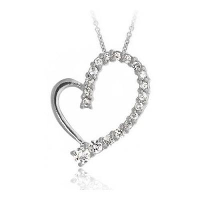 Sterling Silver CZ Heart Journey Pendant