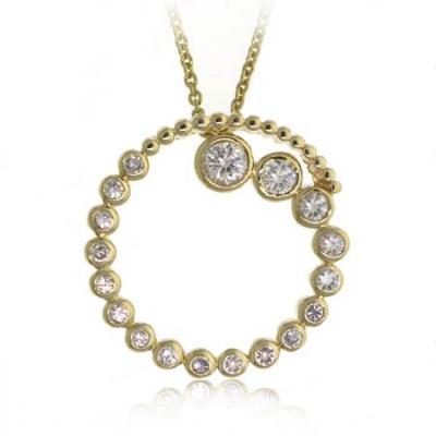 18K Gold over Sterling Silver CZ Circle Journey Pendant