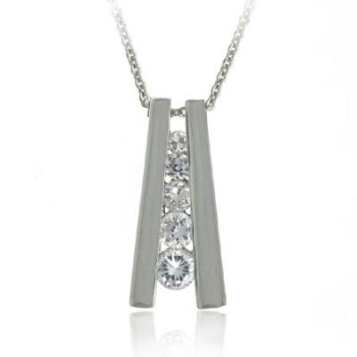 Sterling Silver Cubic Zirconia 5-Stone Journey Pendant