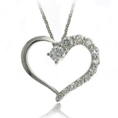 Sterling Silver Cubic Zirconia Heart Journey Pendant